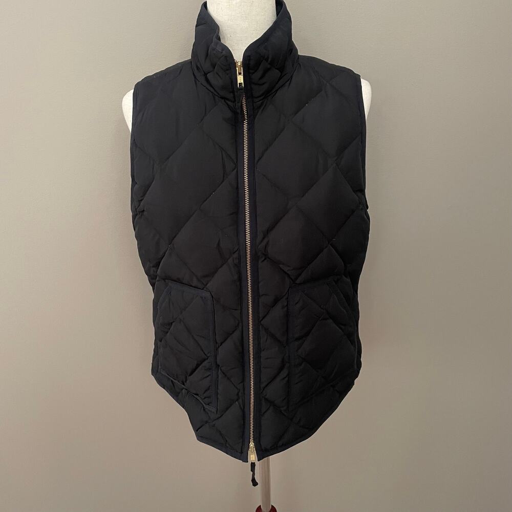 J. Crew Excursion Black Down Zip Up Quilted Vest Size M